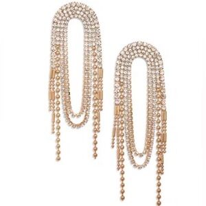 OPEN EDIT
Mixed Chain Waterfall Drop Earrings In Clear- Gold